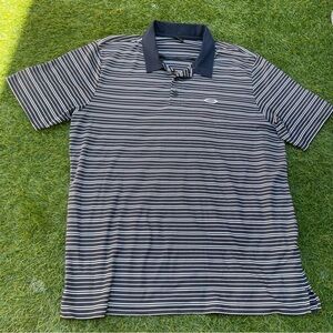 Oakley Black and White Striped Polo Shirt XL